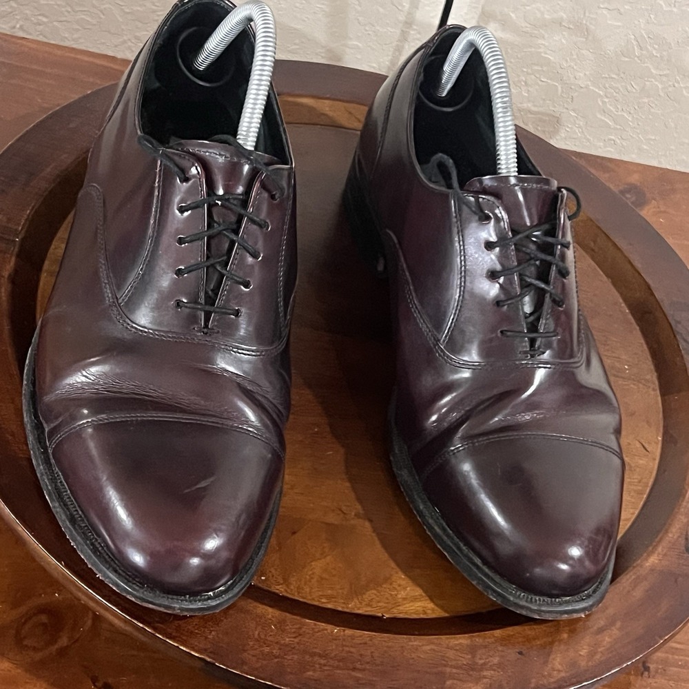 Florsheim Imperial Mens Burgundy Leather Cap Toe Oxford Dress Shoes 630968 10 D - Picture 4 of 12